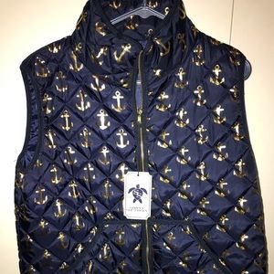 Blue/Gold Anchor Print Simply Southern Vest .